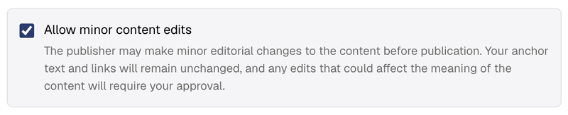 Allow minor content edits checkbox