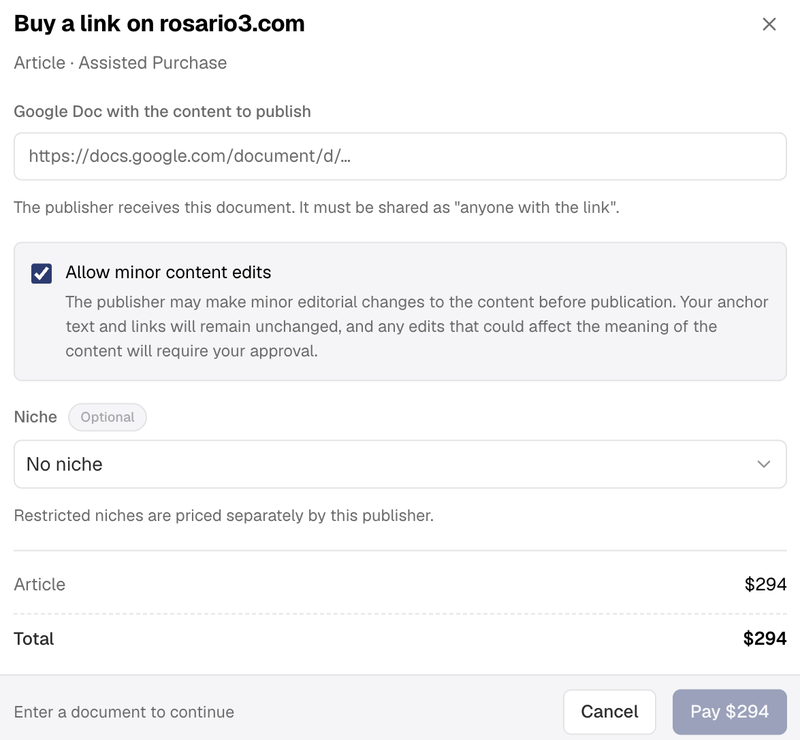Buy a link window, rosario3.com
