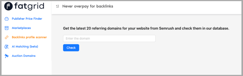 FatGrid backlink profile scanner