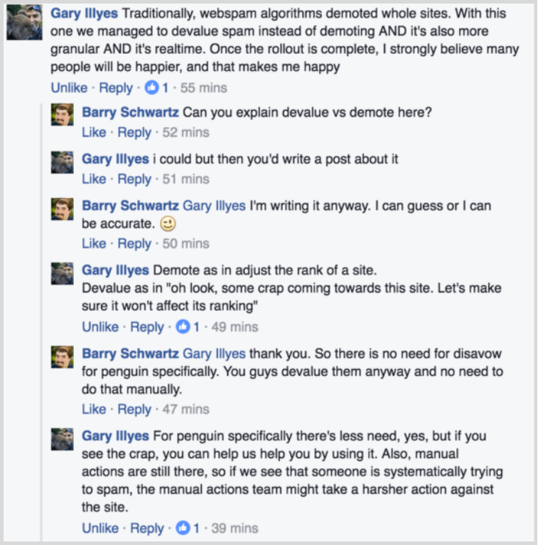 Gary Illyes on spam links devalued by Google in 2016