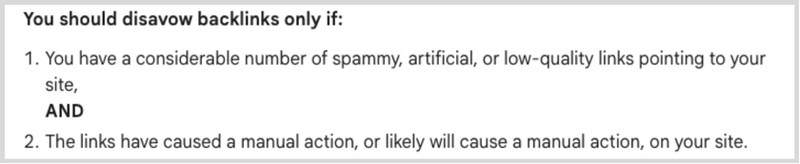 Google documentation on when to disavow links